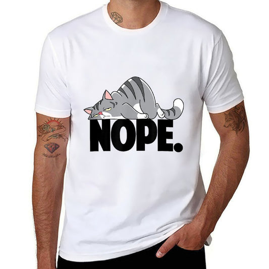 Nope Not Today Cute Tired Cat Tshirt  Summer-ready Fabric T-Shirt