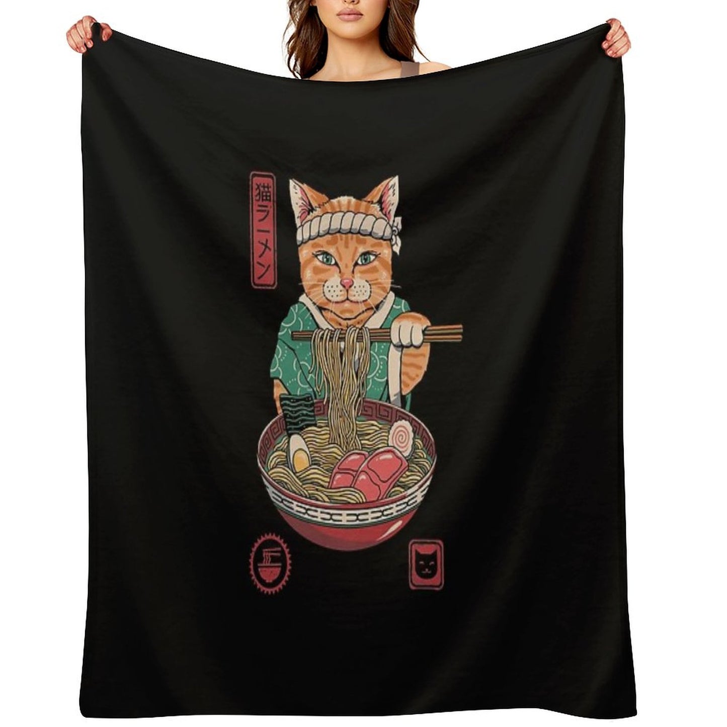 Neko Ramen Throw Blanket