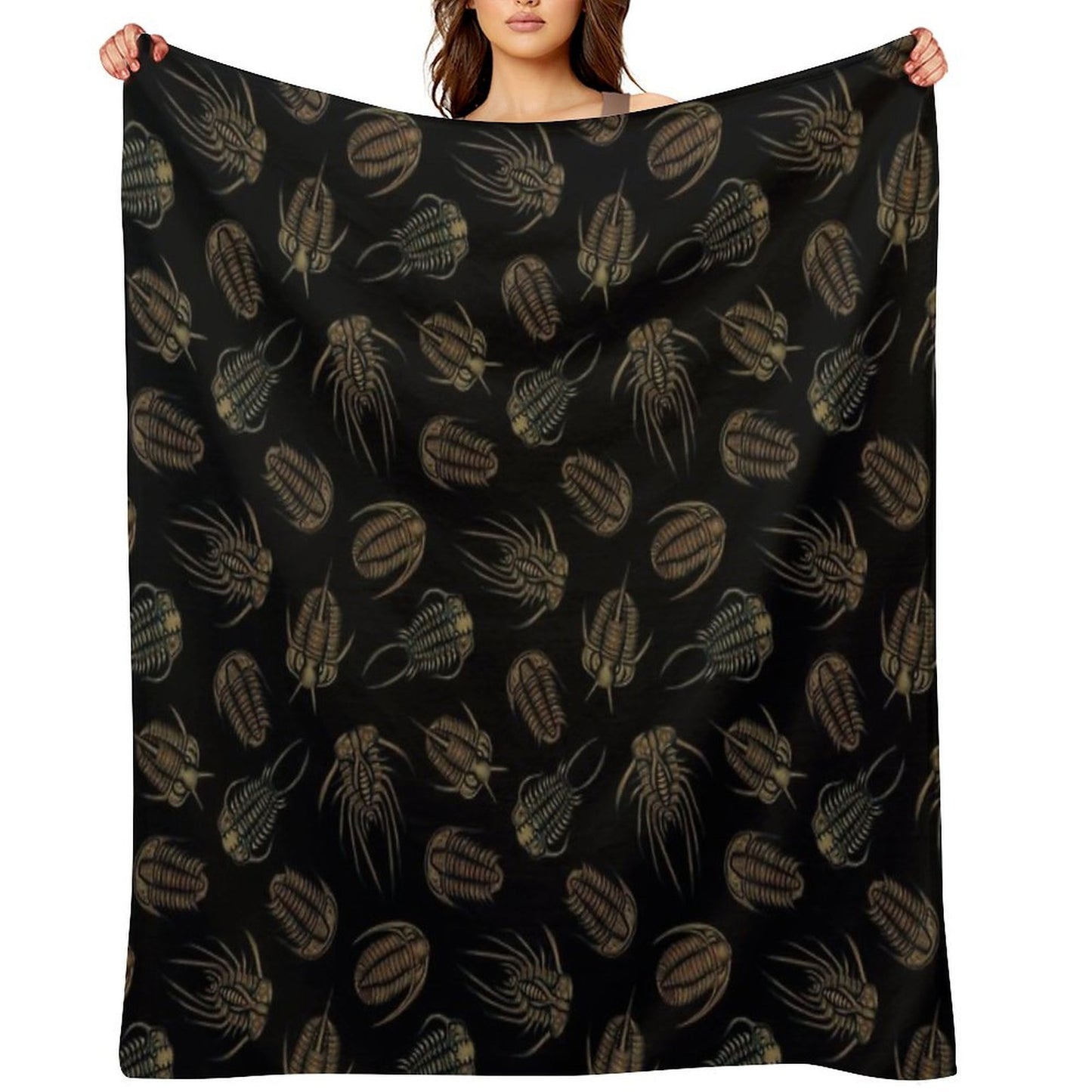 Trilobites - Marine Fossil Pattern Throw Blanket