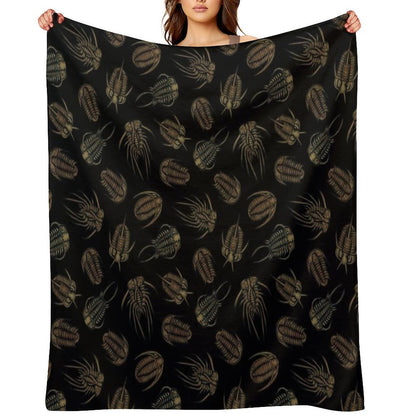 Trilobites - Marine Fossil Pattern Throw Blanket