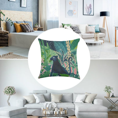 Jungle Jaguar Linen Throw Pillow Cover