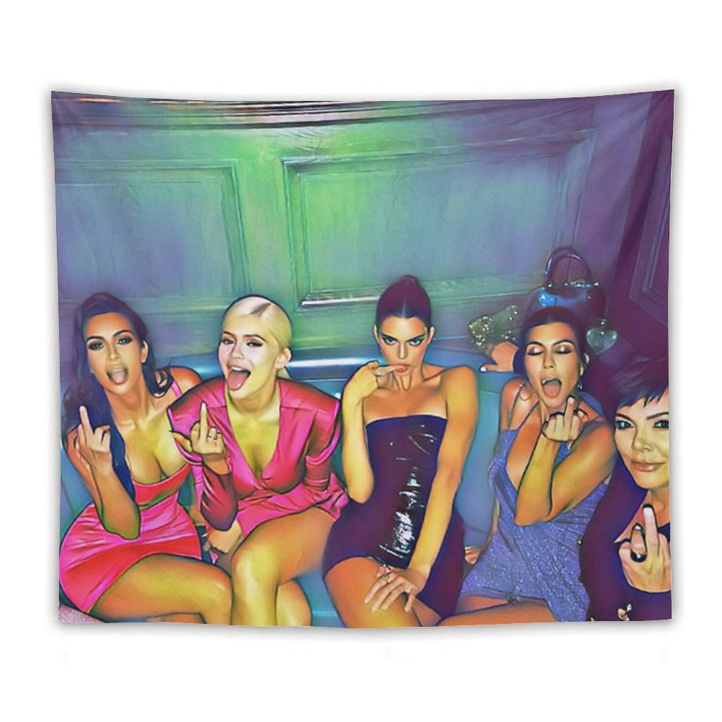 Kardashian Family Middle Finger Enhanced Image Tapestry