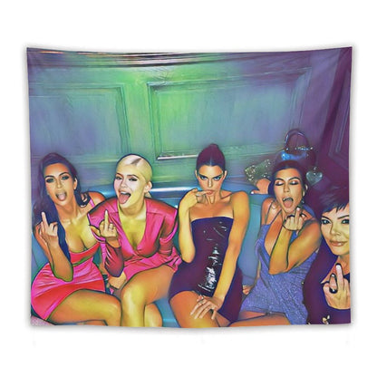 Kardashian Family Middle Finger Enhanced Image Tapestry