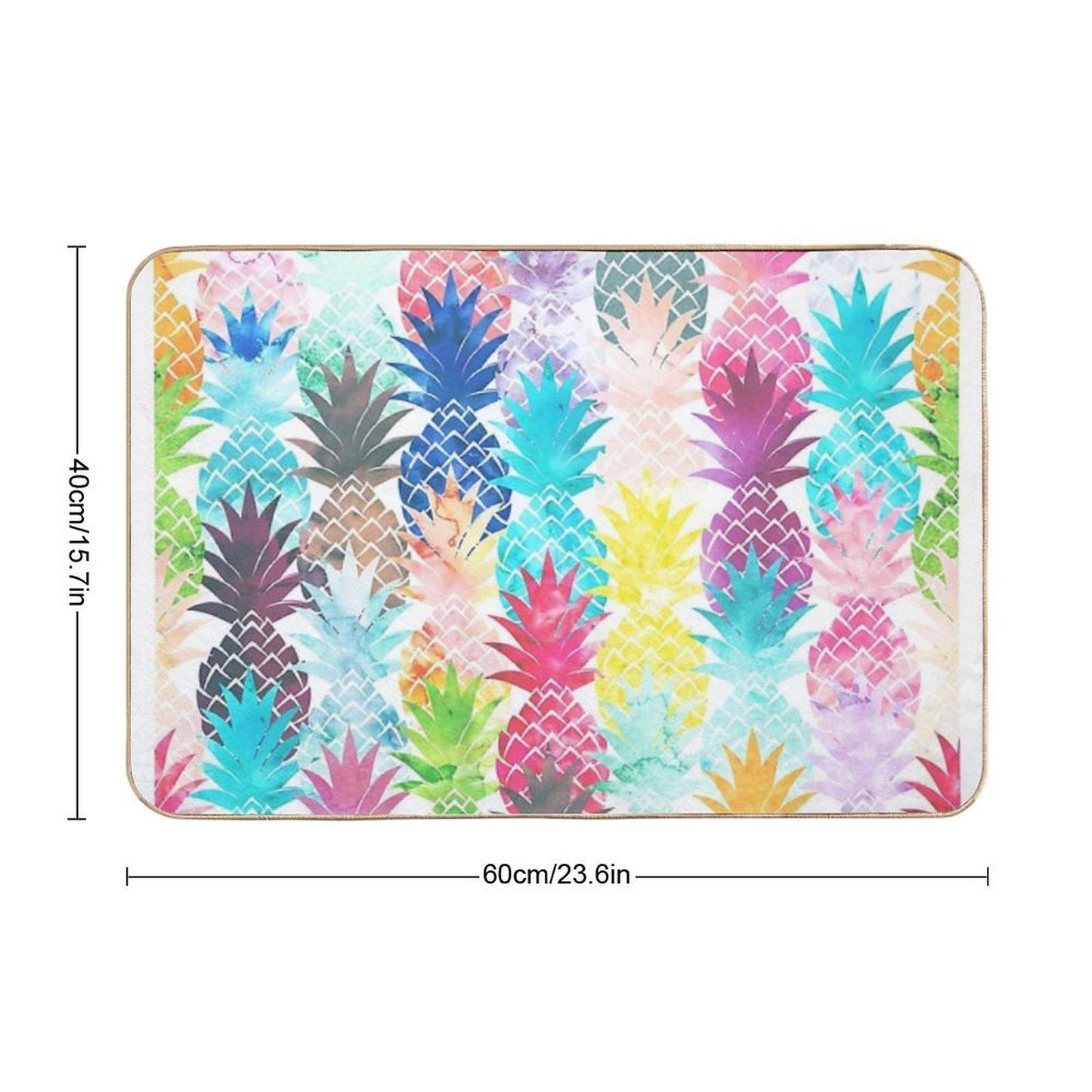 Hawaiian Pineapple Pattern Tropical Watercolor  Multi-Purpose Bath Mat
