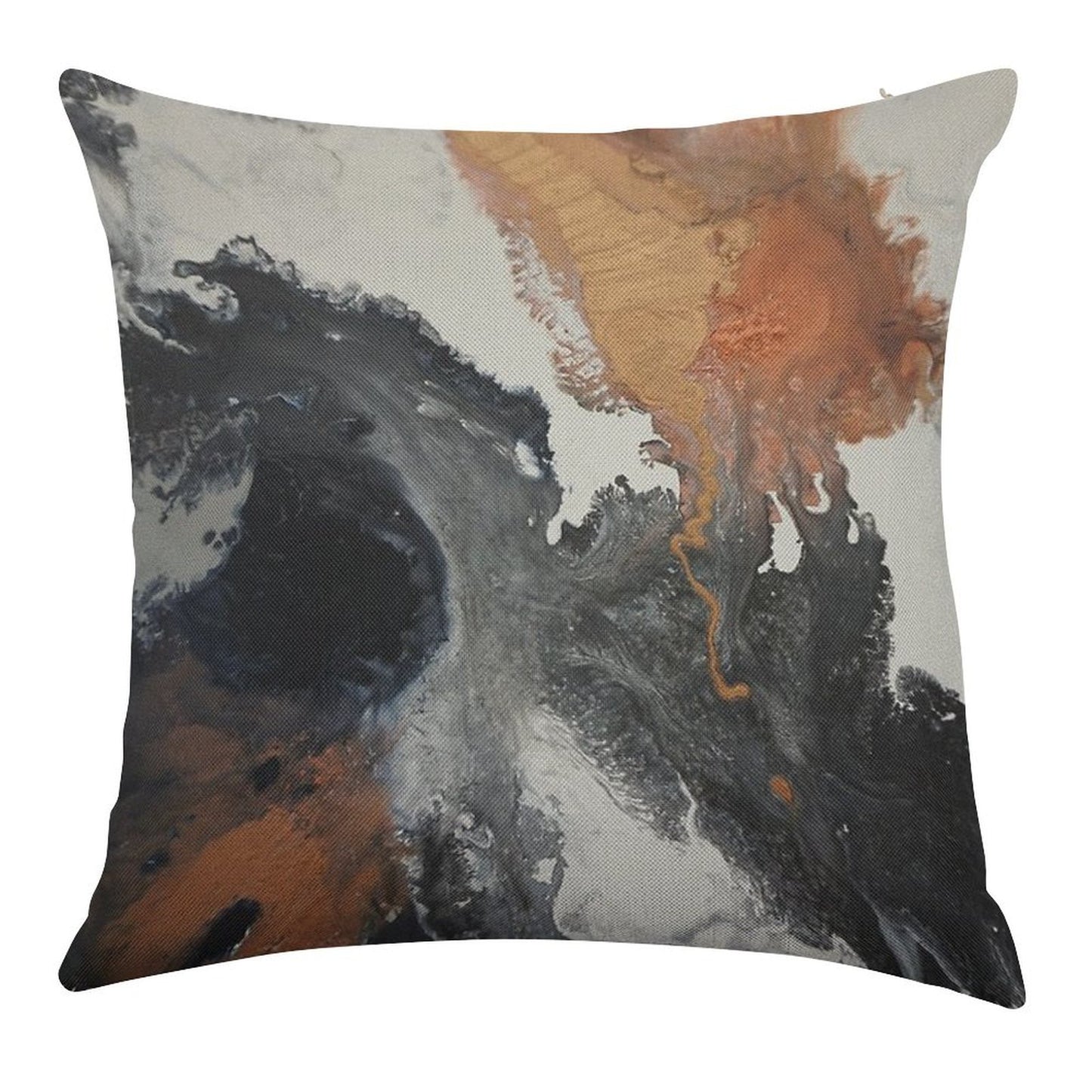 Mono Copper Linen Throw Pillow Cover
