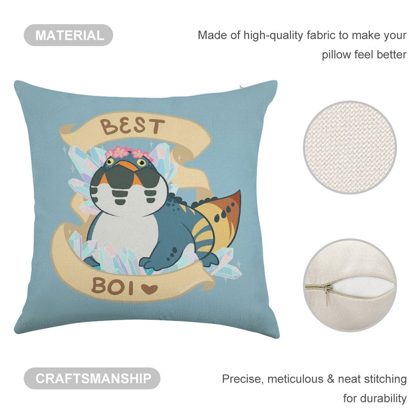 Dodogama Best Boi (MonHun World) Linen Throw Pillow Cover