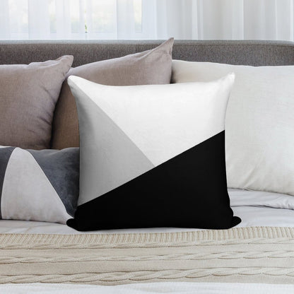 Monochromatic Black White Gray Color Block Soft Fade-Resistant Throw Pillow