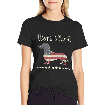 Weenie The People Dachshund 4th of July  Stretchy T-Shirt