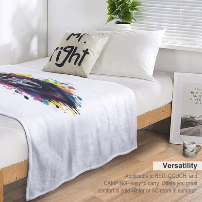 Wolf with Headphones - Cool Music Lover Design Throw Blanket