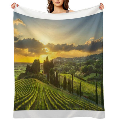 Vineyards And Countryside Landscape in Maremma. Tuscany Throw Blanket