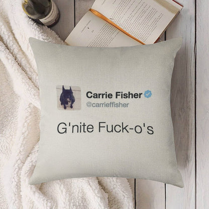 Carrie Fisher Tweets Linen Throw Pillow Cover