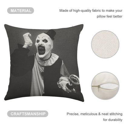 Terrifier Art The Clown Horror Linen Throw Pillow Cover