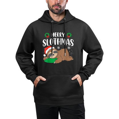 Merry Slothmas Christmas Pajama for Sloth Lovers Cotton-Polyester Blend Hoodie