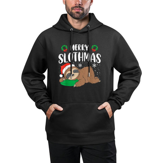 Merry Slothmas Christmas Pajama for Sloth Lovers Cotton-Polyester Blend Hoodie