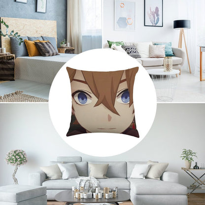 Childe (Tartaglia) Face Meme Linen Throw Pillow Cover