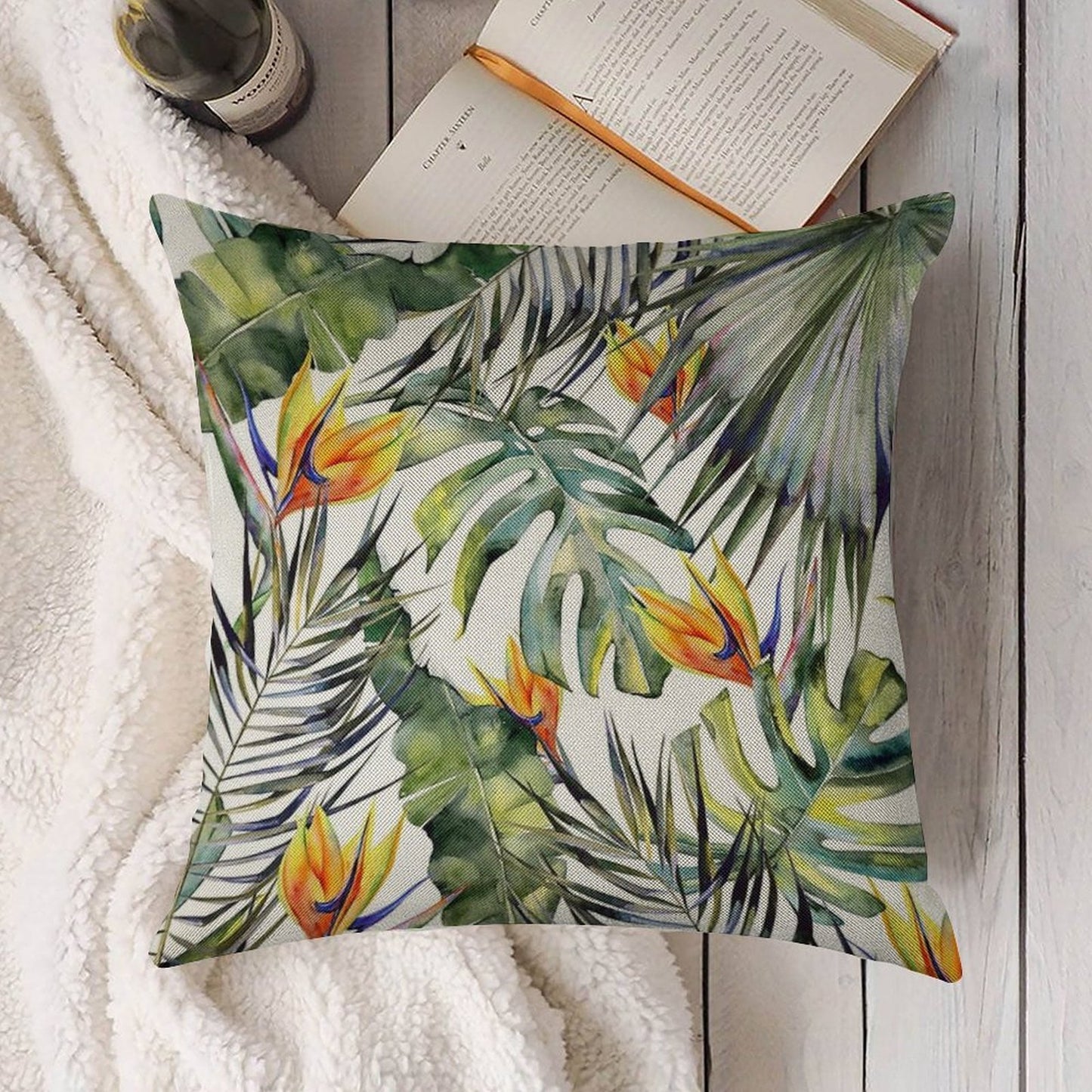 TROPICAL GARDEN Linen Throw Pillow Cover