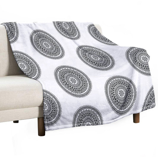 Mandala Black And White by Hayley Lauren Design Throw Blanket