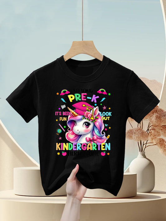 Kids So Long Prek Pre-K Graduation Graduate Unicorn Kids Girls Kids T-Shirt