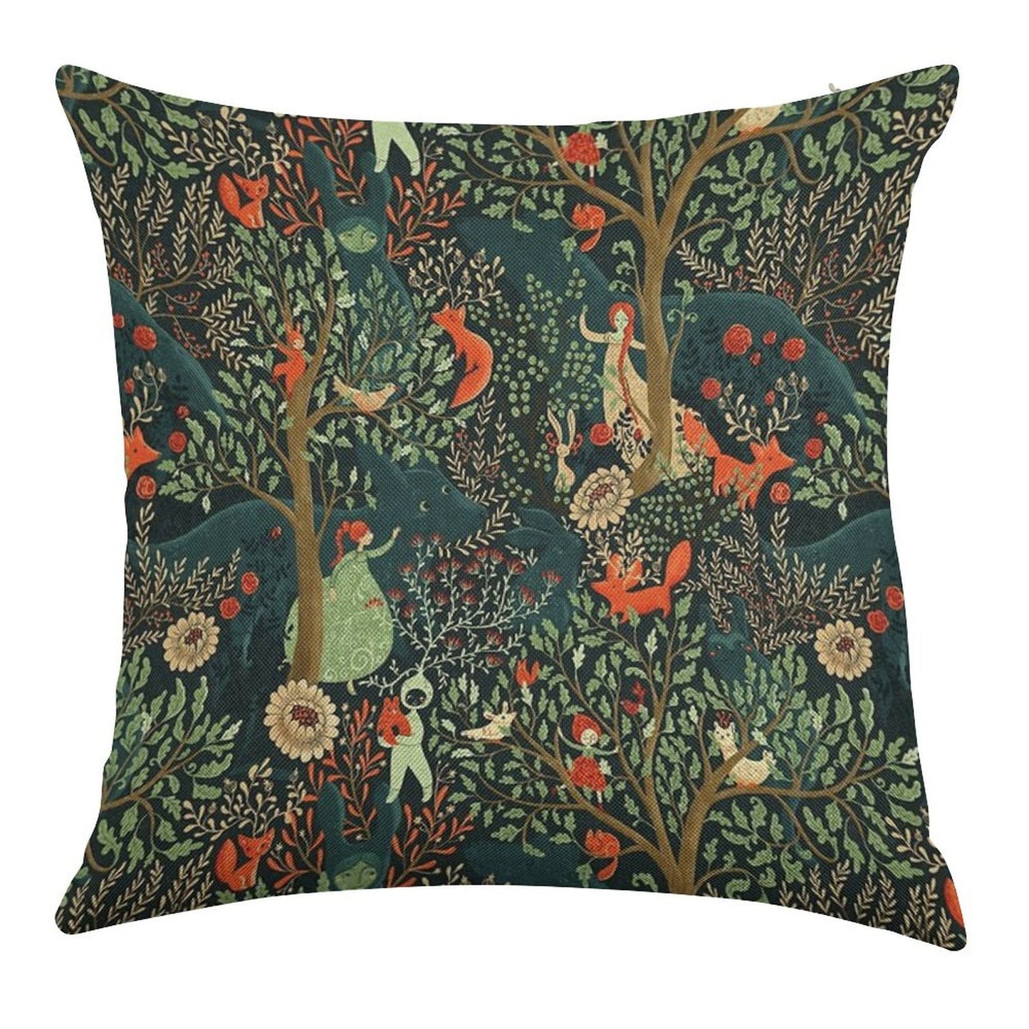 Whimsical Wonderland Linen Throw Pillow Cover