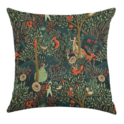 Whimsical Wonderland Linen Throw Pillow Cover