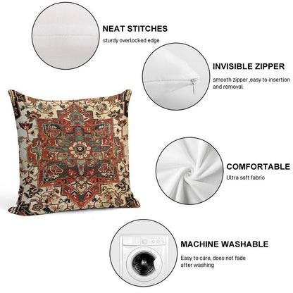 Antique Persian Heriz Rug Print Soft Skin-Friendly Throw Pillow