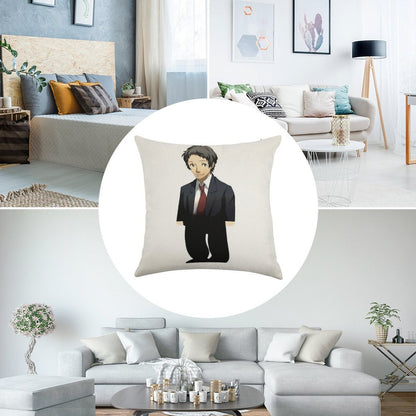 Adachi From Persona Linen Throw Pillow Cover