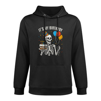 Its My Birthday Skeleton Spooky Halloween Birthday Party Kangaroo Pocket Hoodie