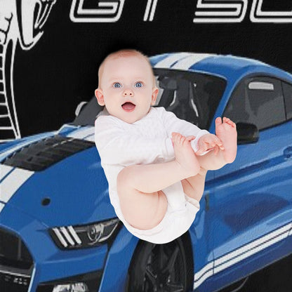 GT500 Mustang Shelby Cobra Velocity Blue Throw Blanket