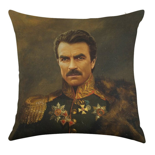 Tom Selleck - Replaceface Linen Throw Pillow Cover