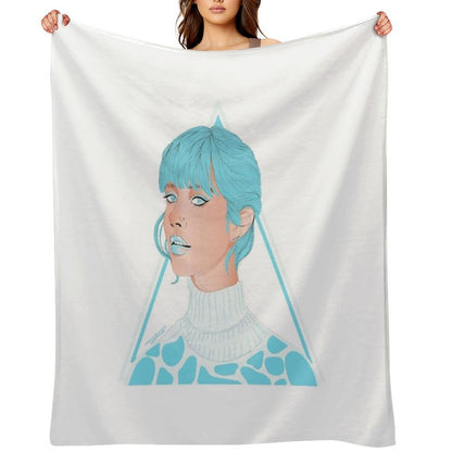 Girl in Light Blue Throw Blanket