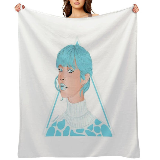 Girl in Light Blue Throw Blanket