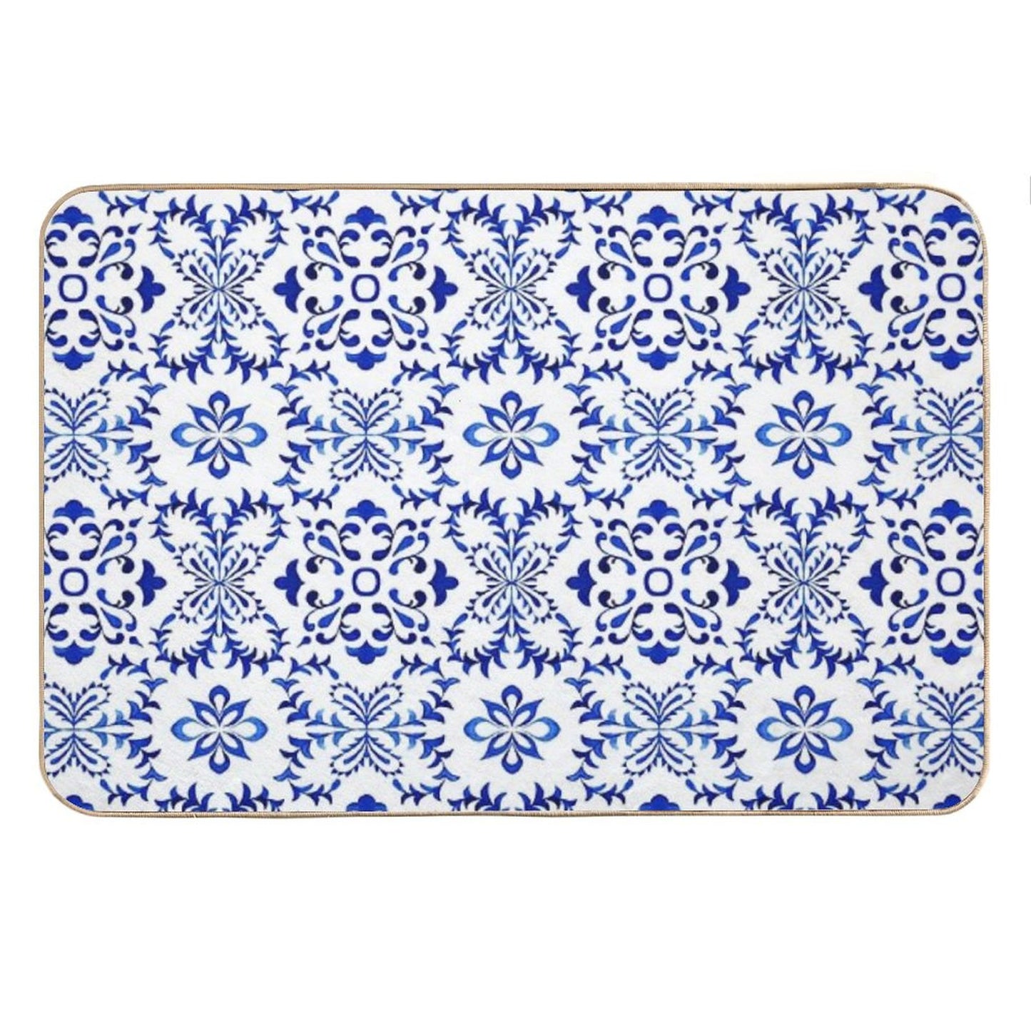 Azulejo Portuguese Tile Watercolor Artwork 19 Bath Mat