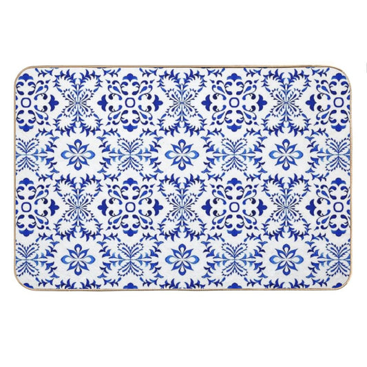 Azulejo Portuguese Tile Watercolor Artwork 19 Bath Mat