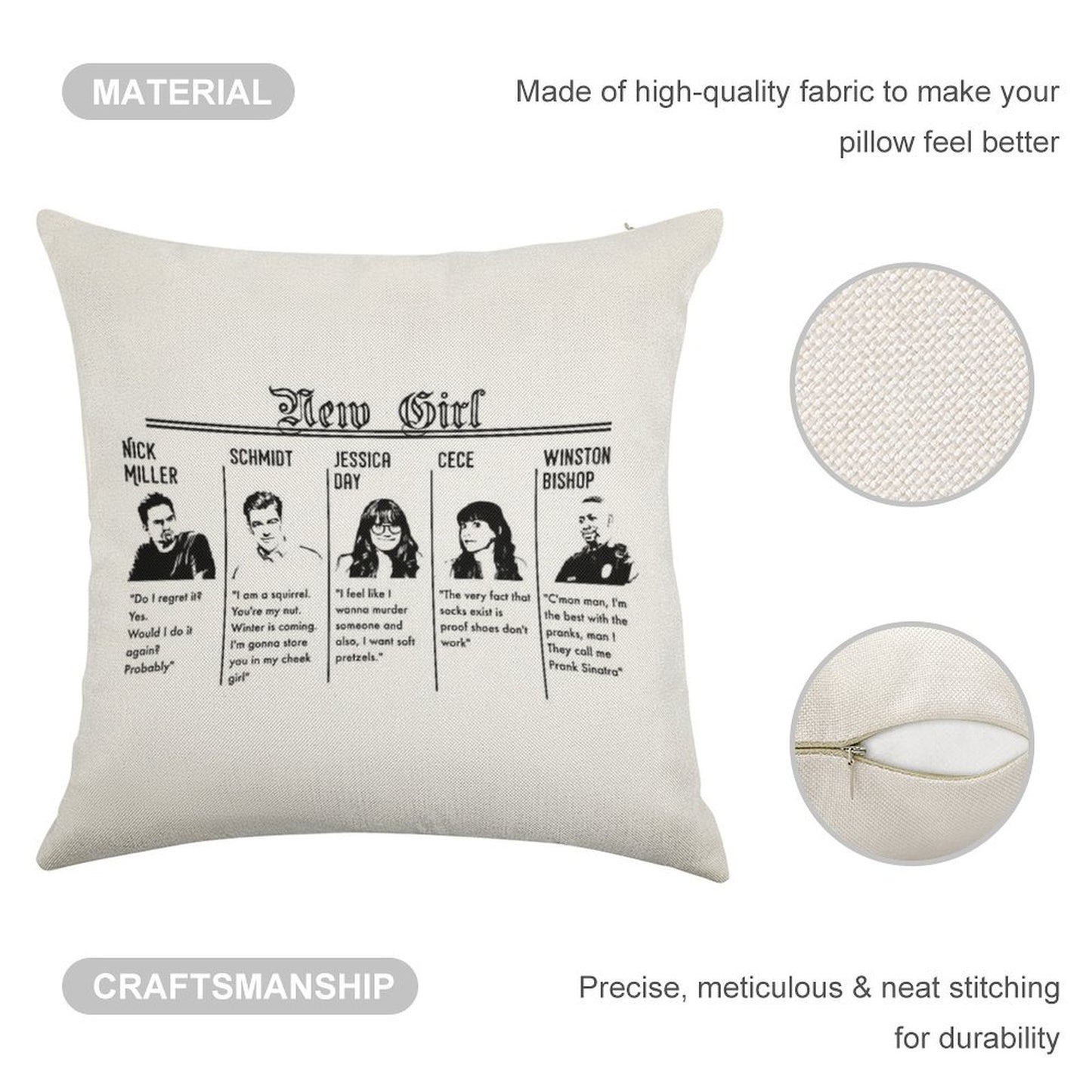 New Girl Linen Throw Pillow Cover