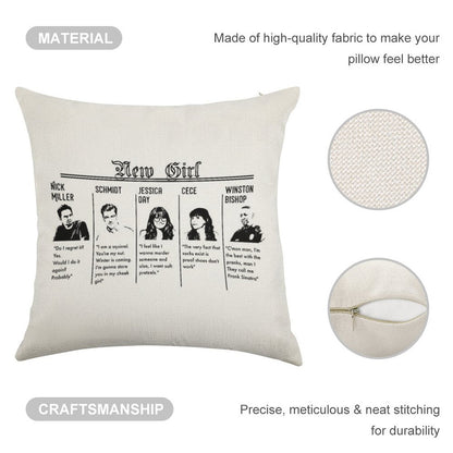 New Girl Linen Throw Pillow Cover