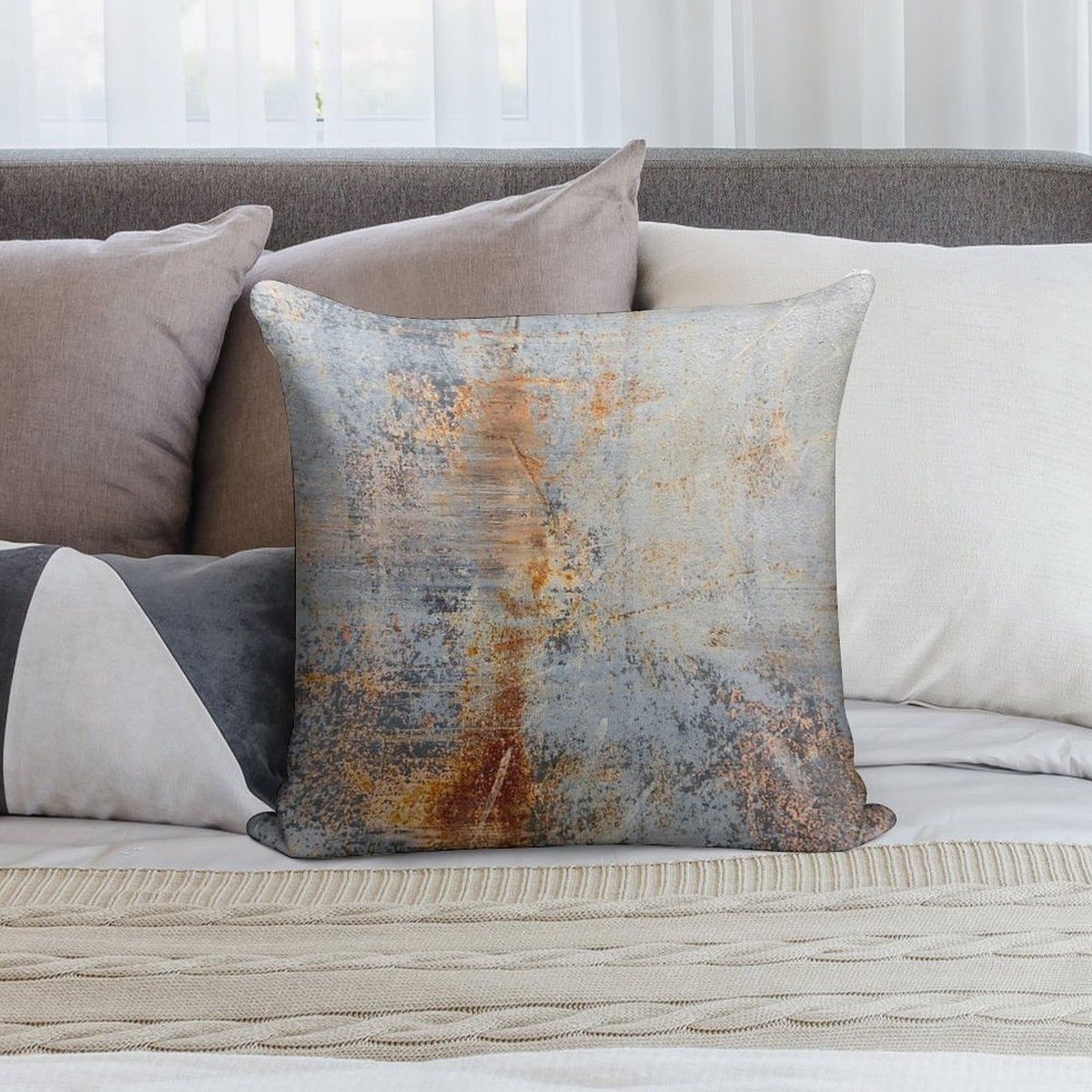 Burn Blue Rust Soft Fade-Resistant Throw Pillow