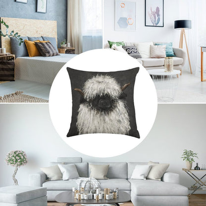 Bo Sheep. Valais Blacknose Sheep. Linen Throw Pillow Cover