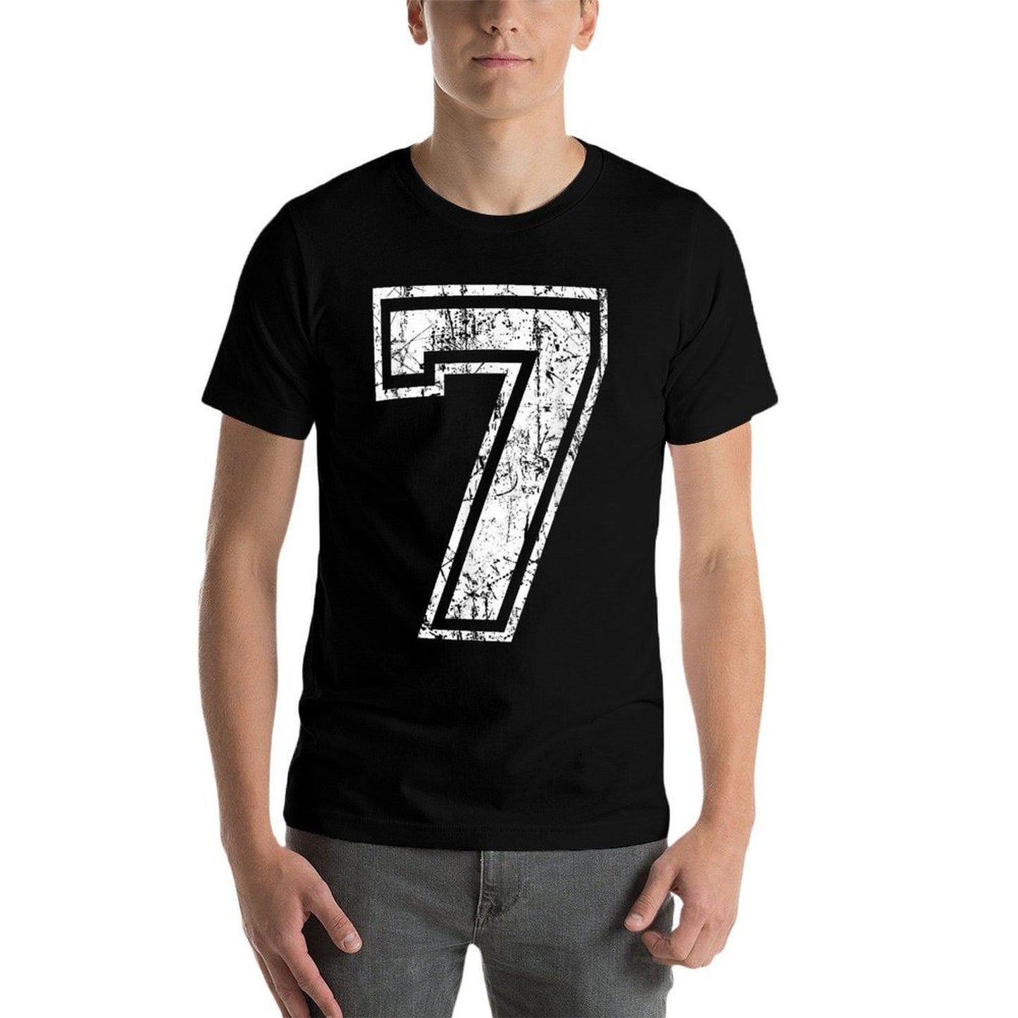 Sports Jersey Grunge Number 7 Fan Team Player Birthday  Trendy Pattern T-Shirt