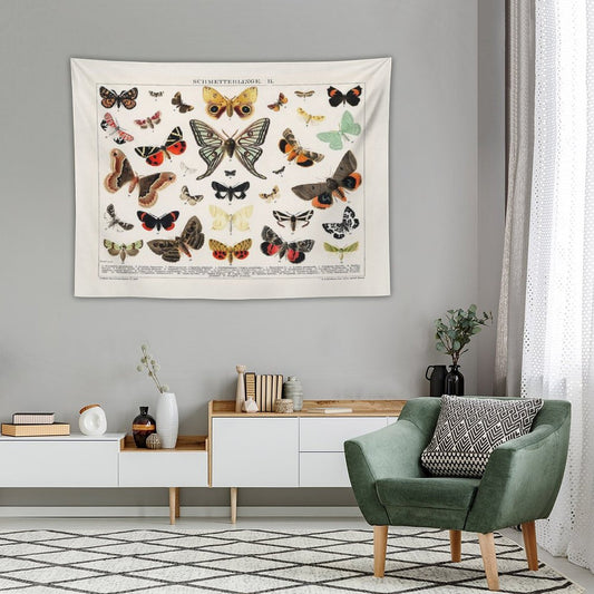 1894 Antique Butterfly Classification Illustration Tapestry