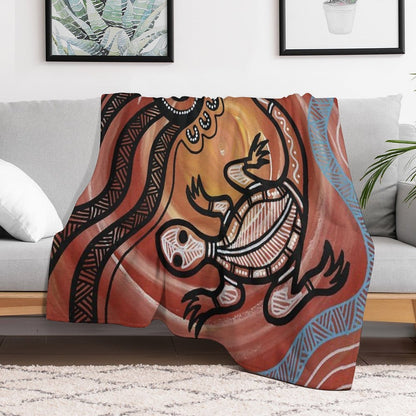 Authentic Aboriginal Art - Lizard Throw Blanket