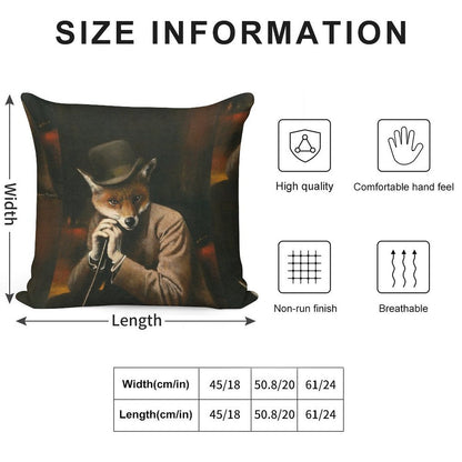 Edwardian Gentleman Fox Soft Multiple Sizes Throw Pillow