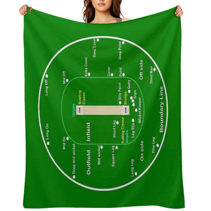 Cricket Pitch Layout Throw Blanket