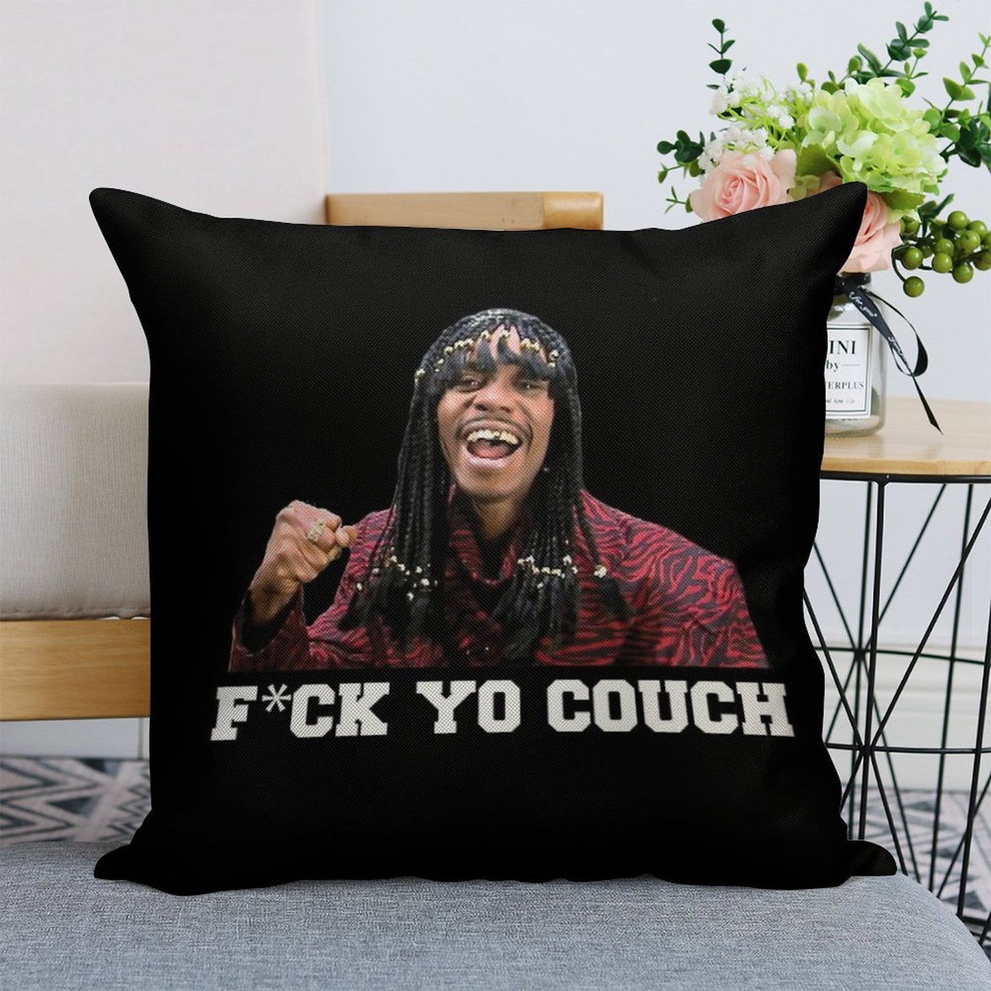 Fck Yo Couch Linen Throw Pillow Cover