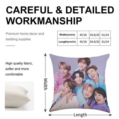 Vintage BTS Linen Throw Pillow Cover