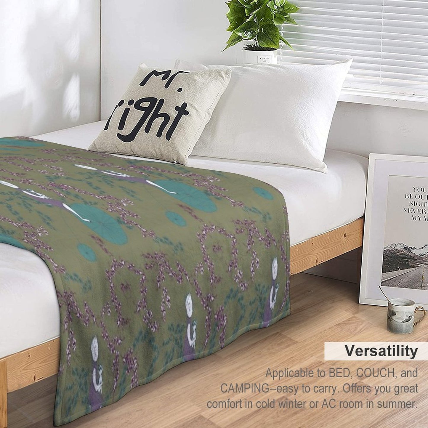 My Cat And I Riding Our Bikes Throw Blanket