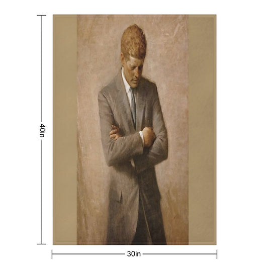 John F Kennedy Official Portrait by Aaron Shikler Throw Blanket