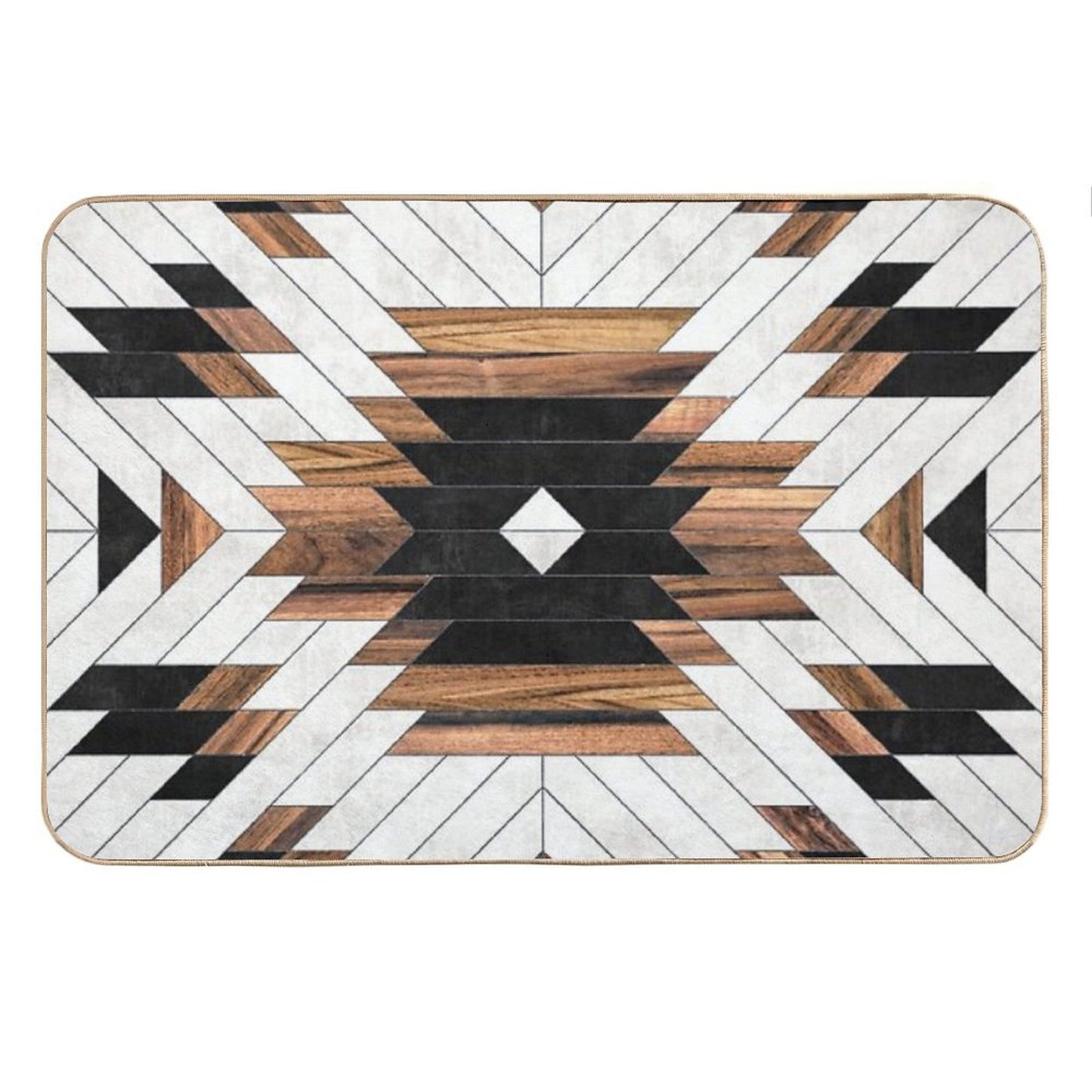 Urban Tribal Pattern No.5 - Aztec - Concrete And Wood Bath Mat