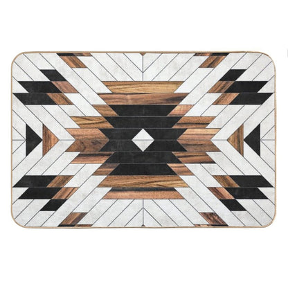Urban Tribal Pattern No.5 - Aztec - Concrete And Wood Bath Mat