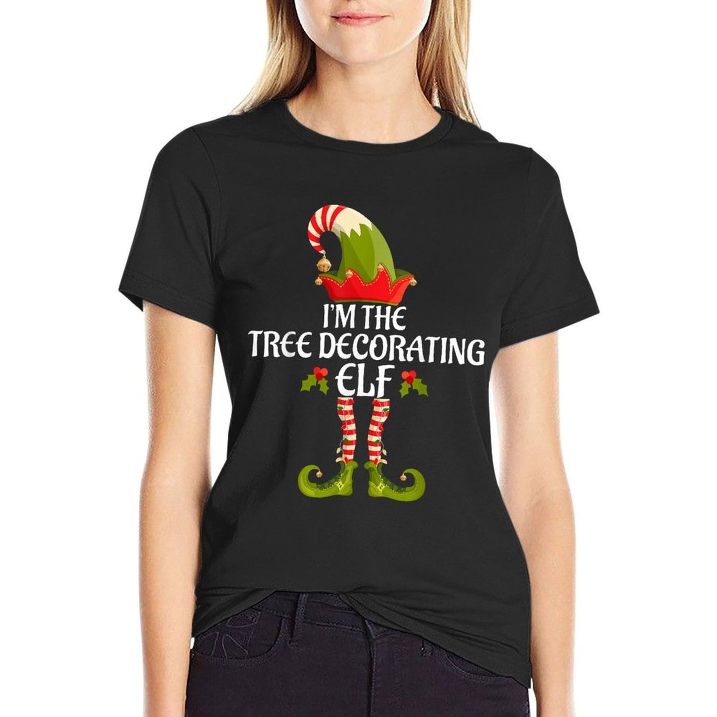 Tree Decorating Elf Family Matching Christmas Pajamas 2023  Durable T-Shirt