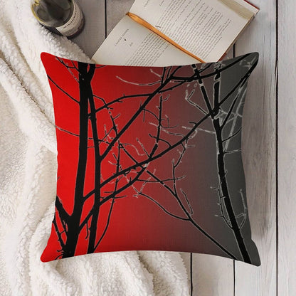 Red And Gray Linen Throw Pillow Cover